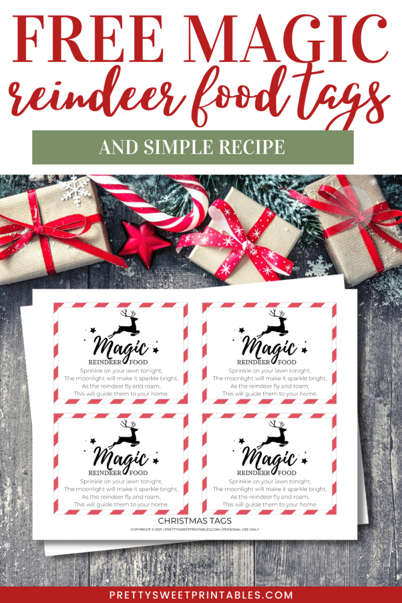 Magic Reindeer Food Tags Free Printable Pretty Sweet