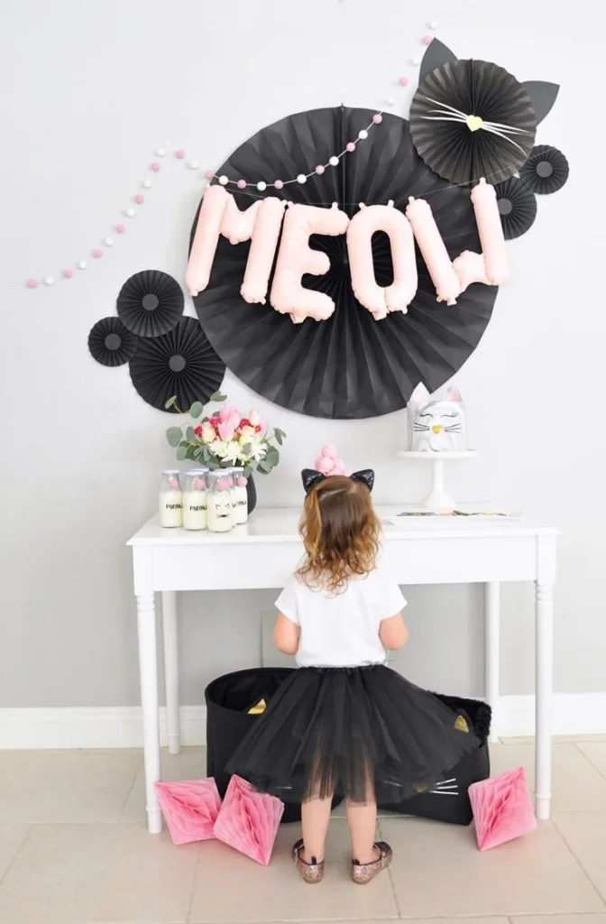 DIY Party Backdrops Paper Fan Cat Backdrop