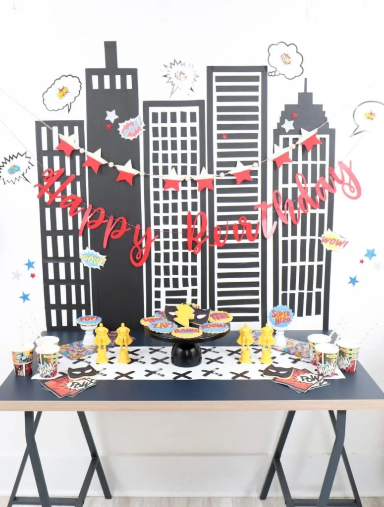 DIY Party Backdrops superhero comic book backdrop