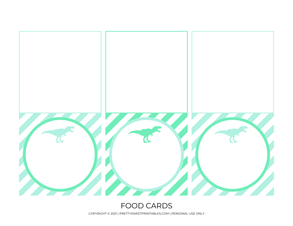 dinosaur tented food cards 