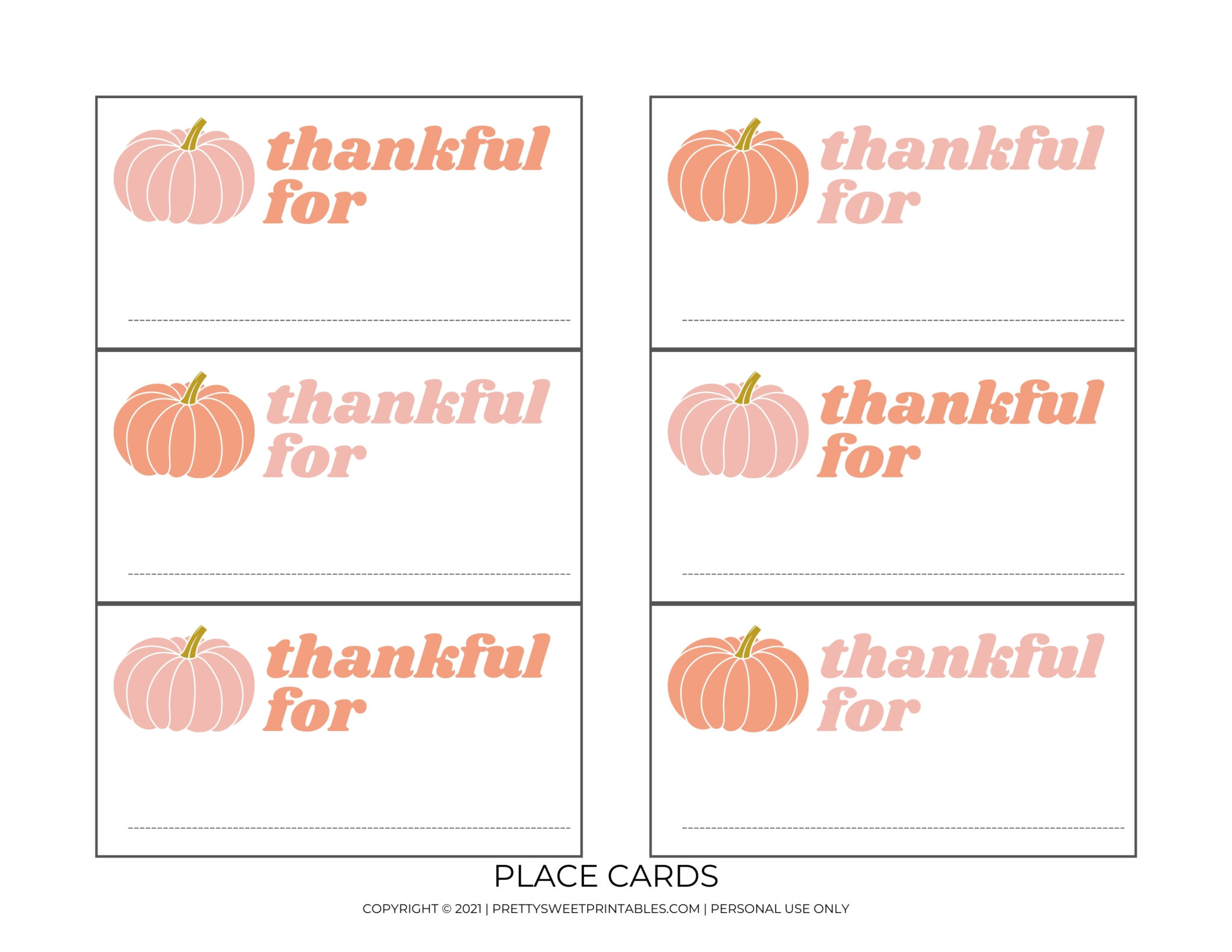 Free Printable Thanksgiving Place cards Pretty Sweet Printables