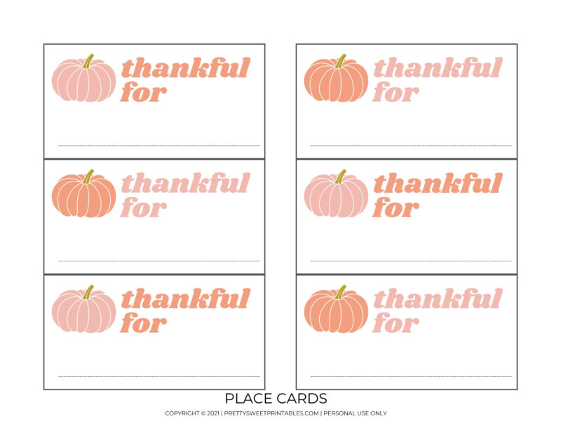 Free Printable Thanksgiving Place cards - Pretty Sweet Printables