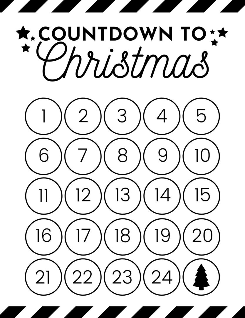 Free Countdown To Christmas Printable Calendar Pretty Sweet Printables