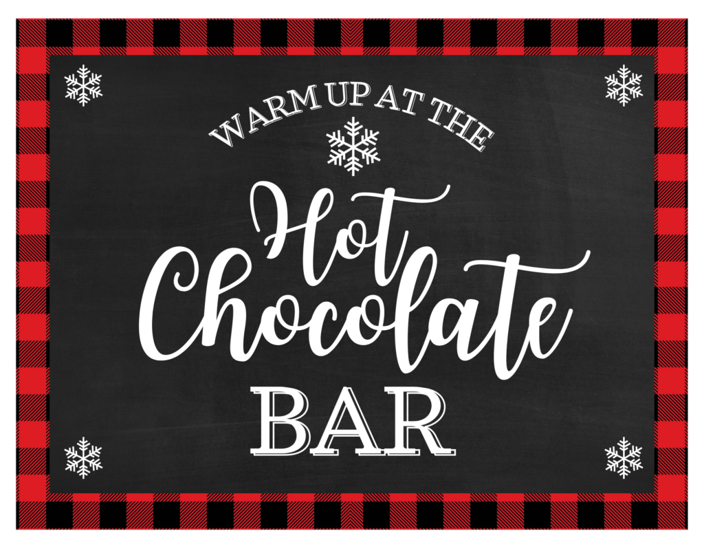 warm up at the hot chocolate bar sign