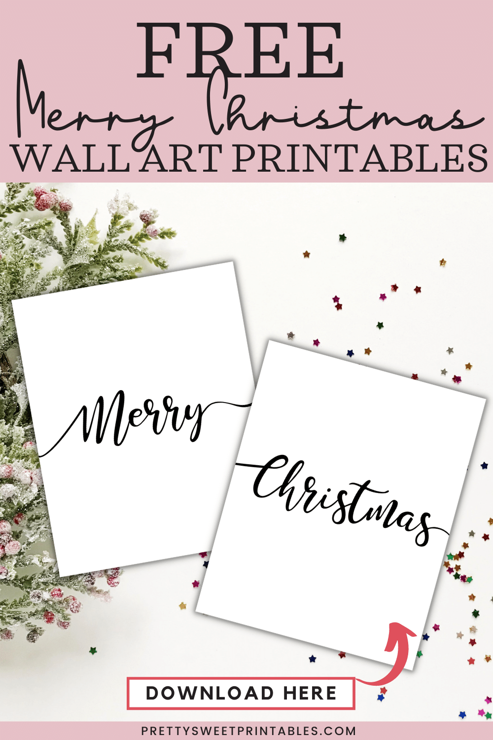 Free Merry Christmas Printable Decor | Pretty Sweet Printables