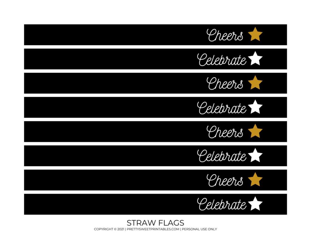 new years party printables straw flags