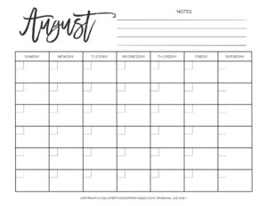 Free Printable Blank Monthly Calendar | Pretty Sweet Printables