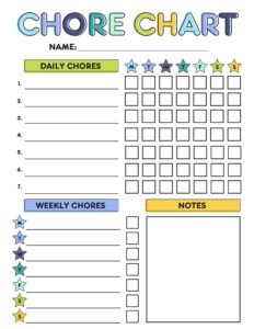 Free Printable Chore Charts for Kids | Pretty Sweet Printables