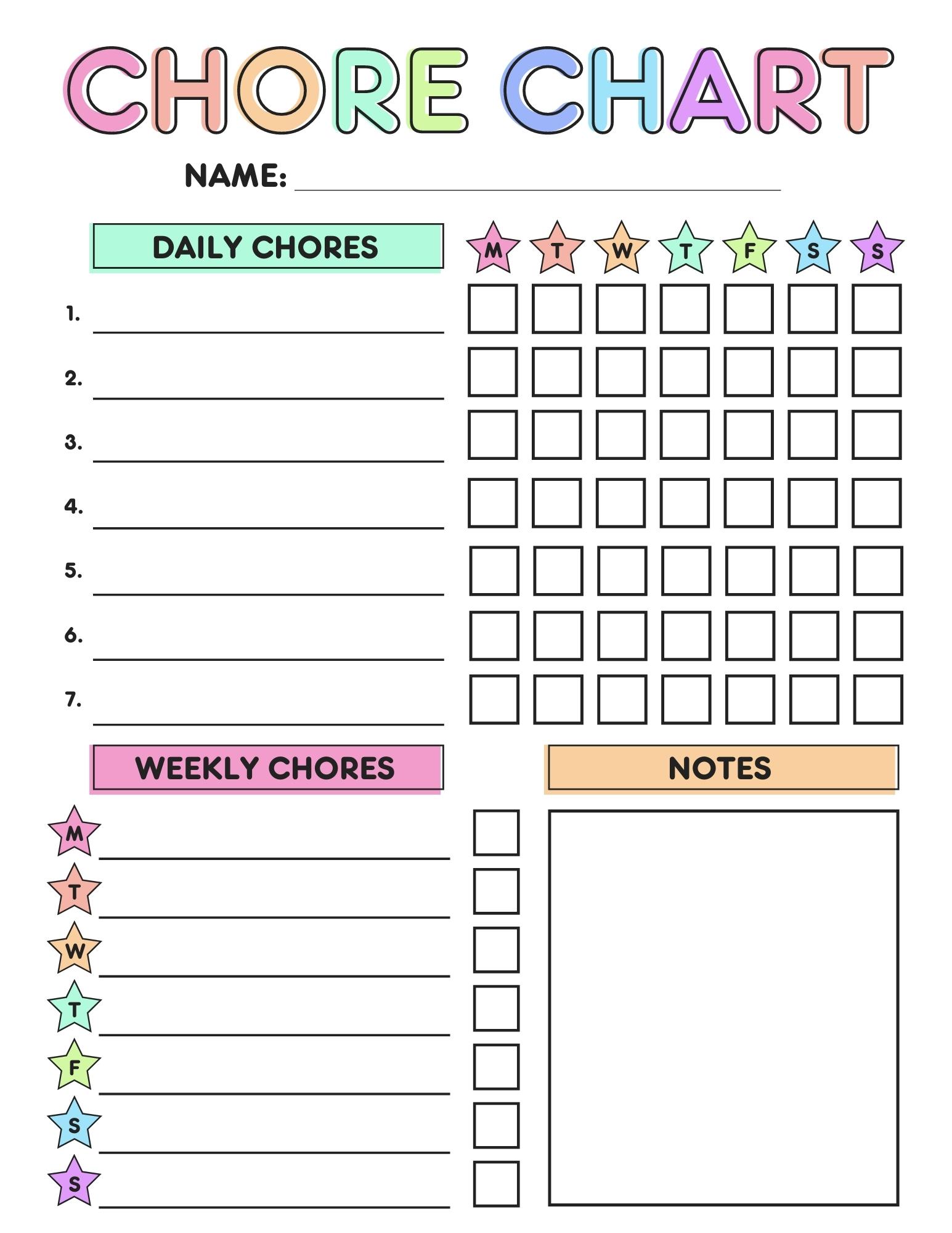 Chore Charts Templates