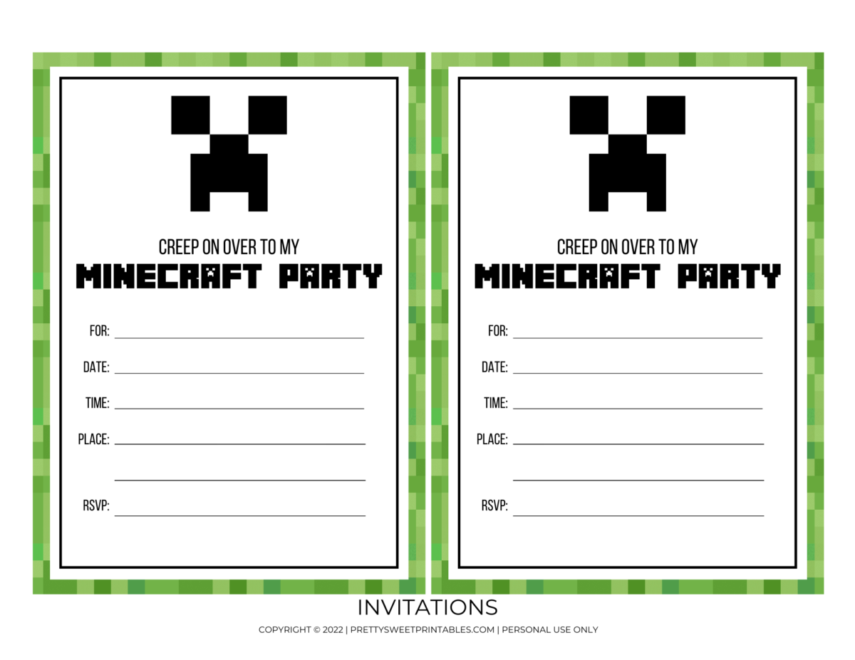 Free Minecraft Party Printables | Pretty Sweet Printables