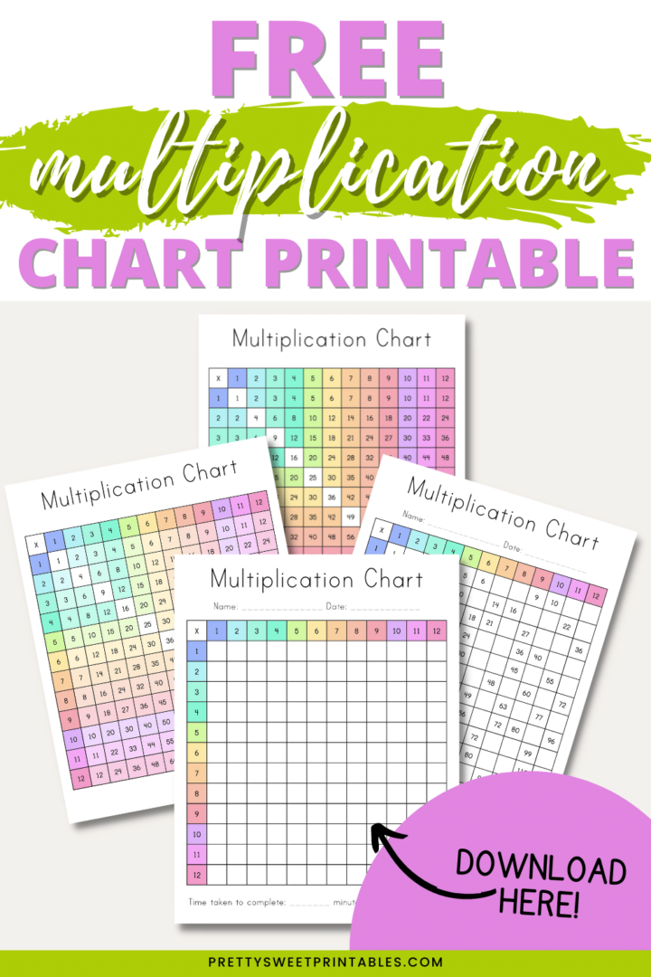 Free Multiplication Chart Printable - Pretty Sweet