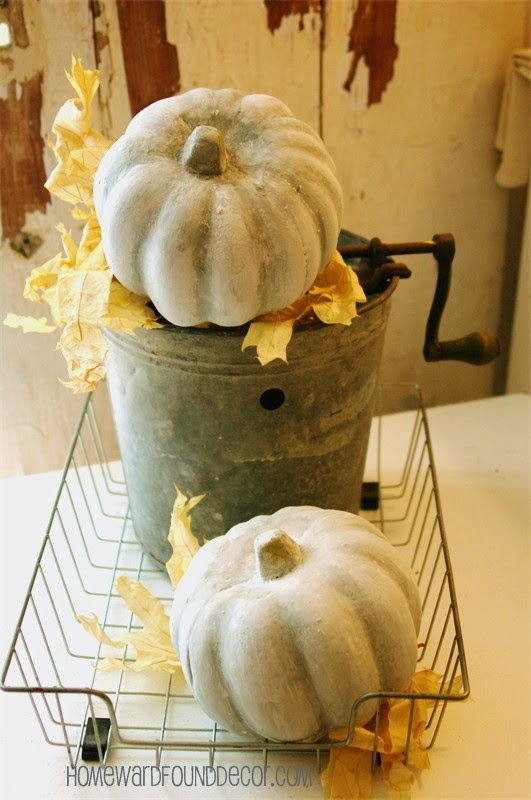 faux concrete pumpkins