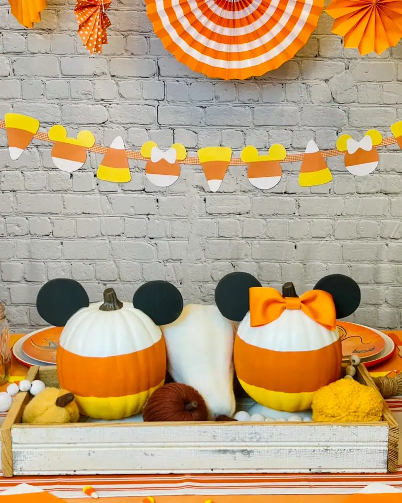 minnie and mickey candy corn pumpkins