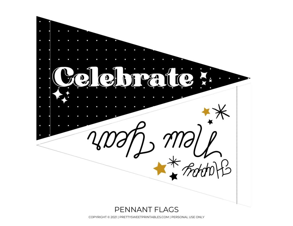 new years party printables pennant flags