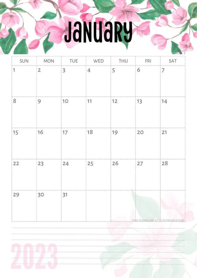 17 Free Printable 2023 Calendars To Help You Plan Your Year | Pretty ...