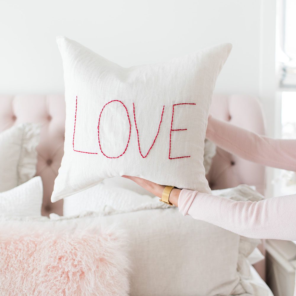 Stitched Valentine Love Pillow