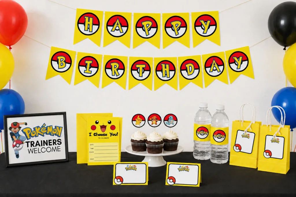 pokemon birthday table setup