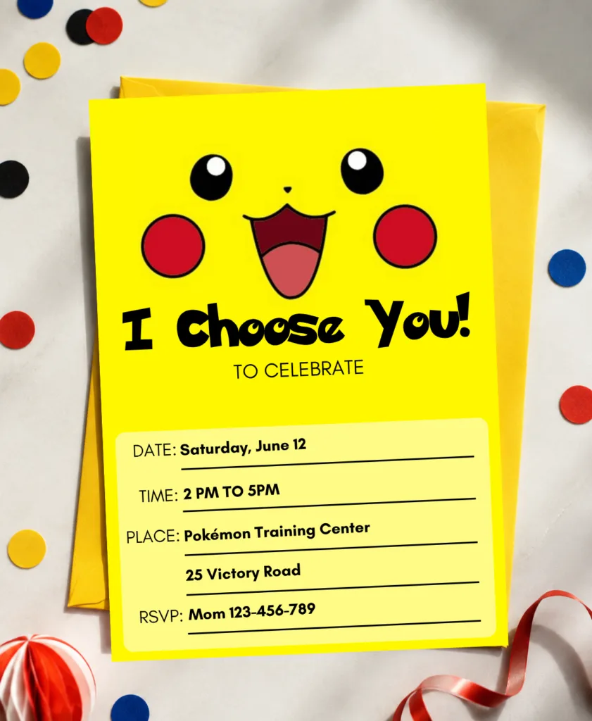 pokemon printable party invitation