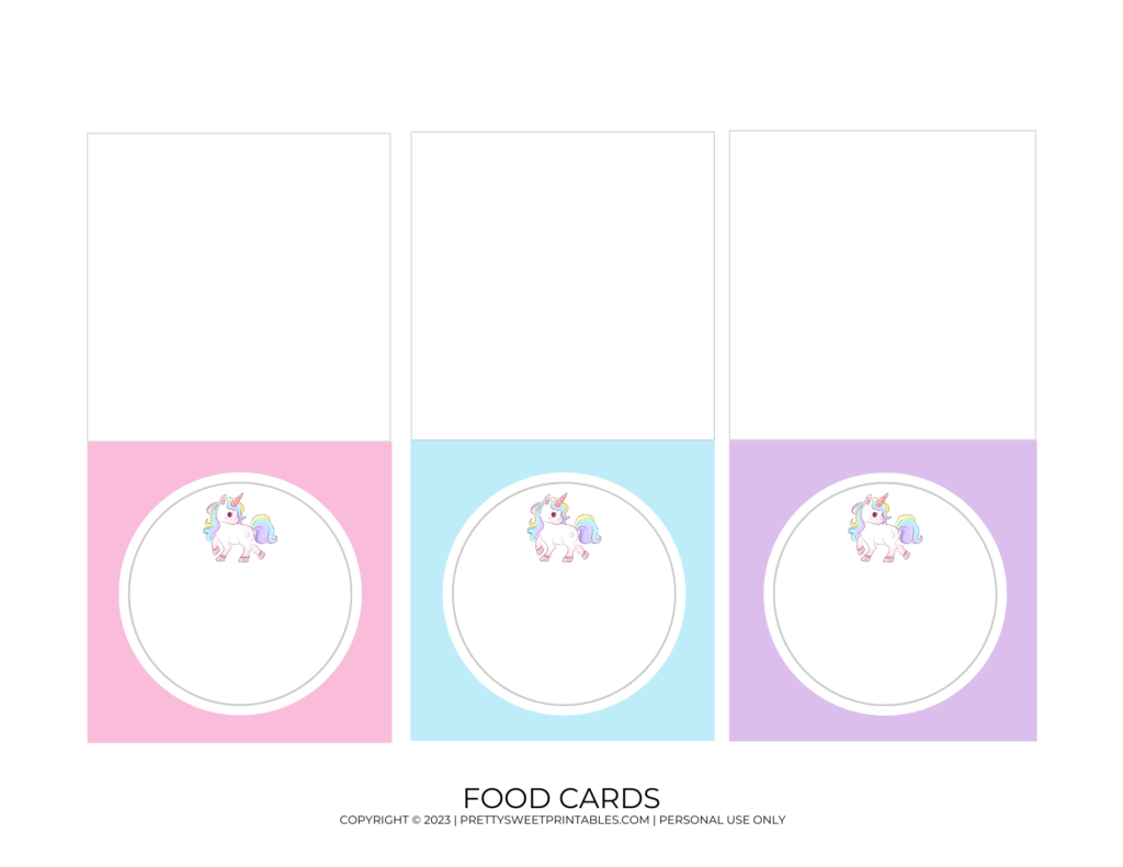 unicorn food cards