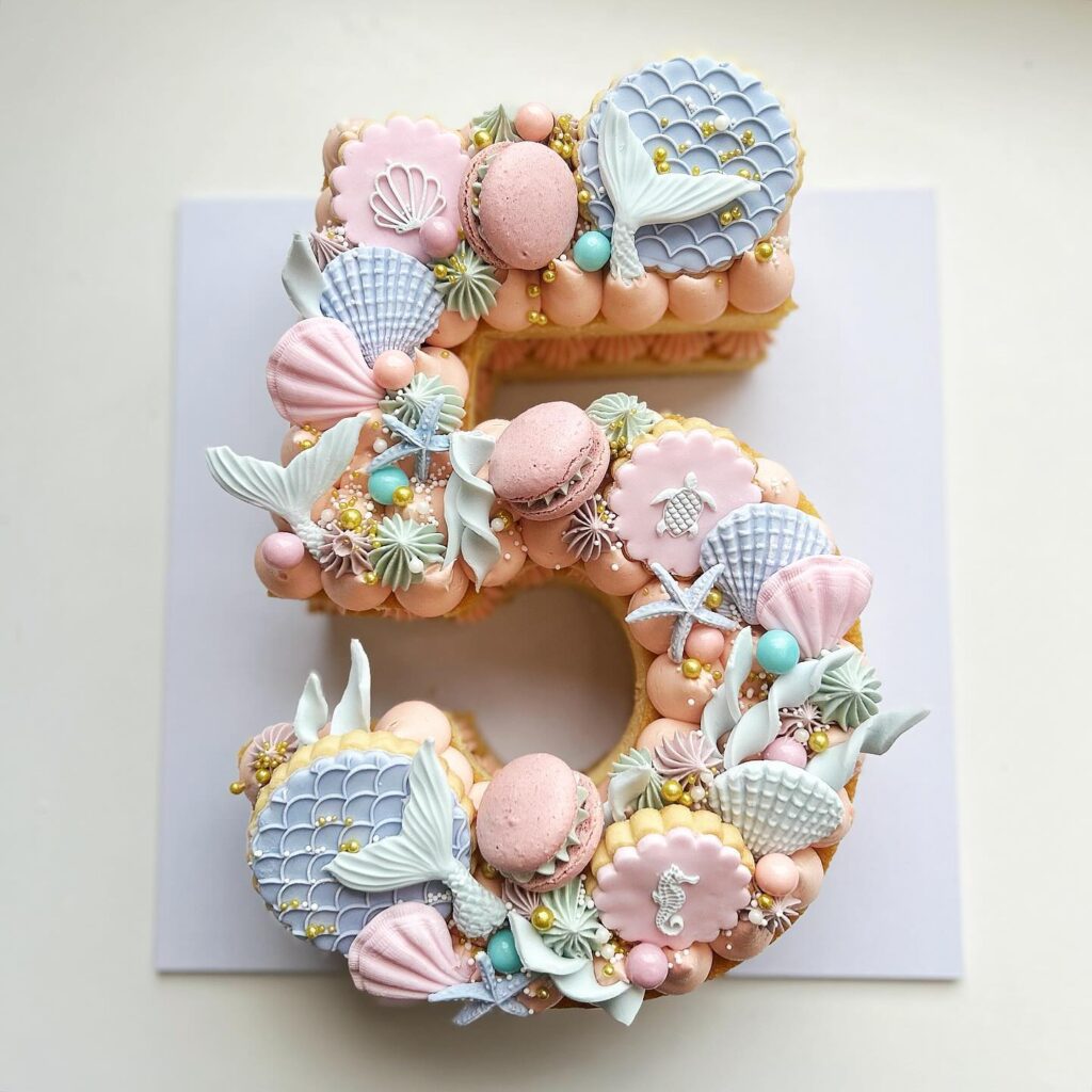 mermaid number cookie cake