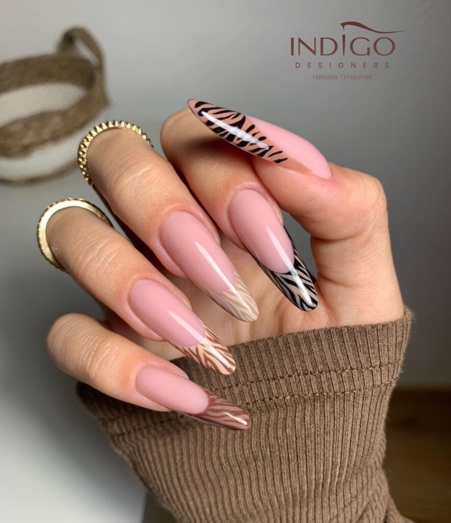 zebra gradient nail design