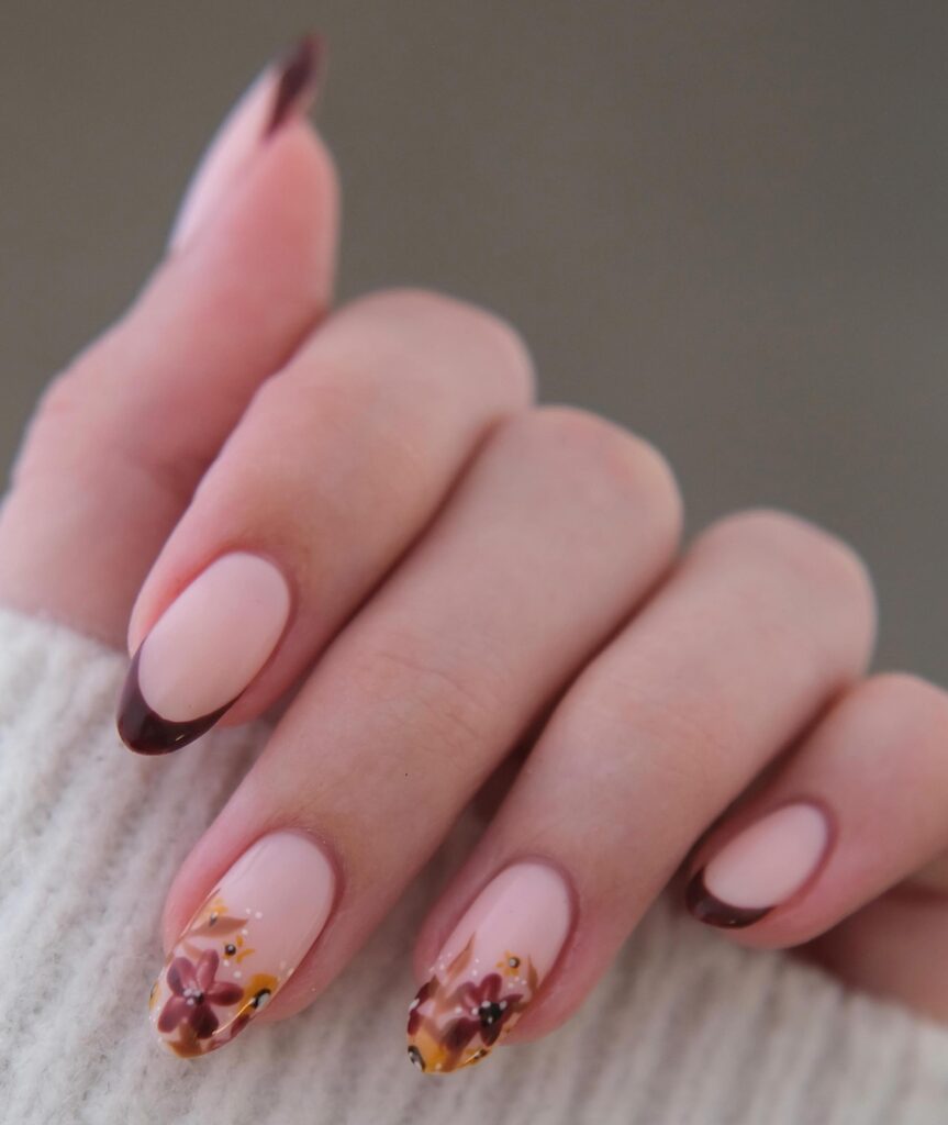 autumn floral nails