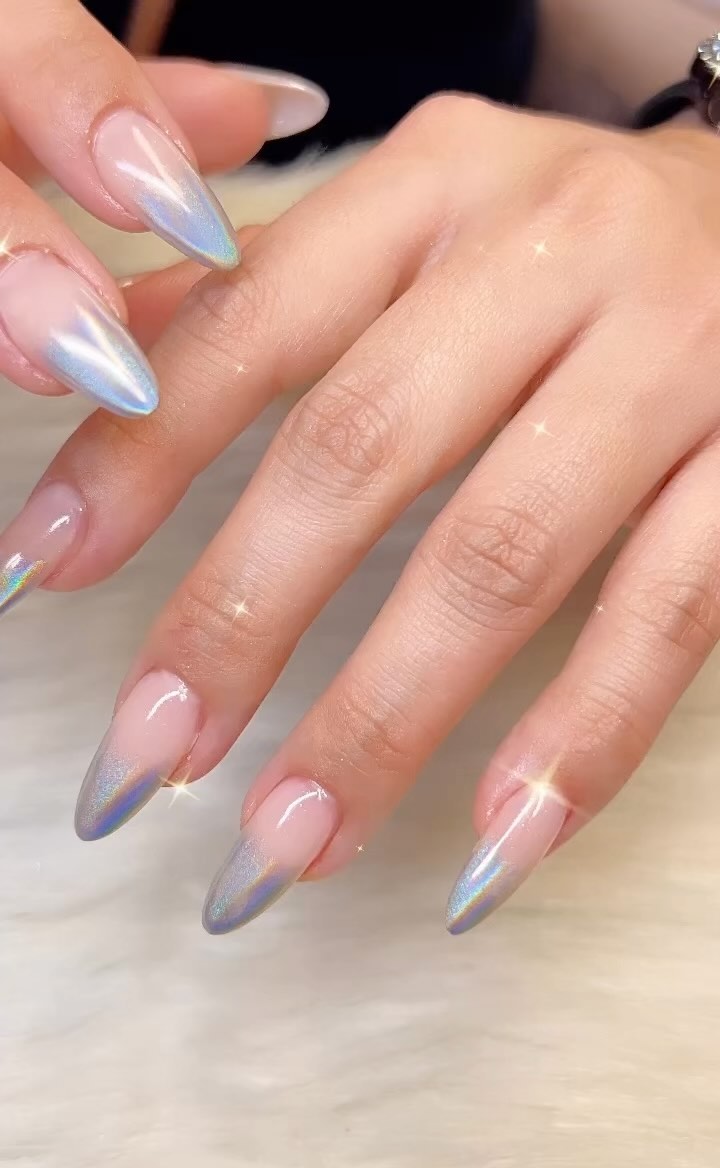 holo ombre new years nails