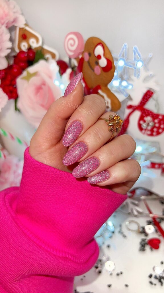 pink glitter new years nails