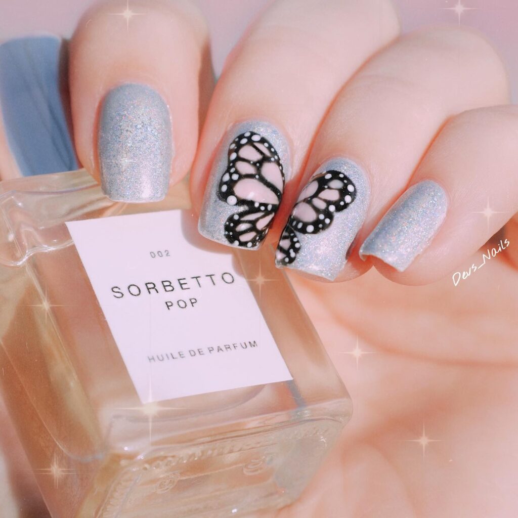 Holographic Butterfly Nails