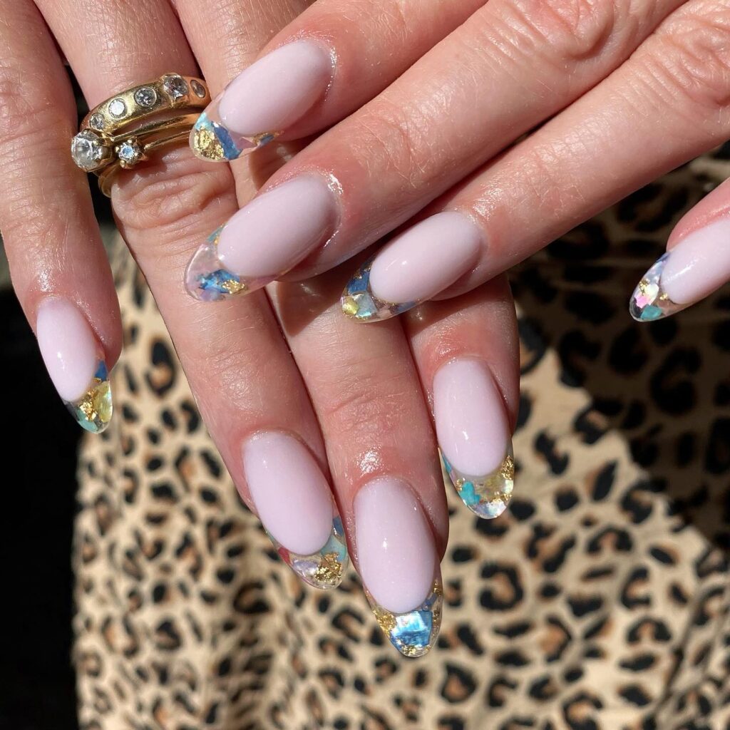 jewel French tip nails