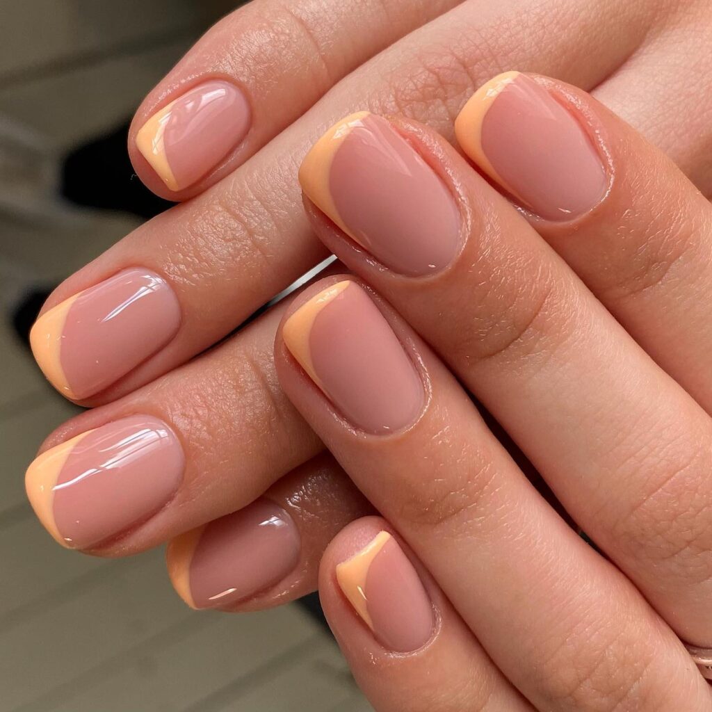 peach side French tip nails