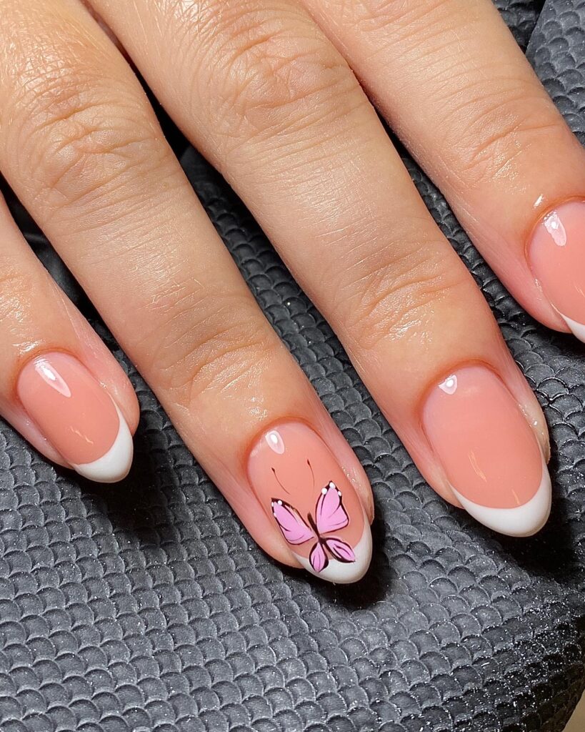 Pink Accent Butterfly French