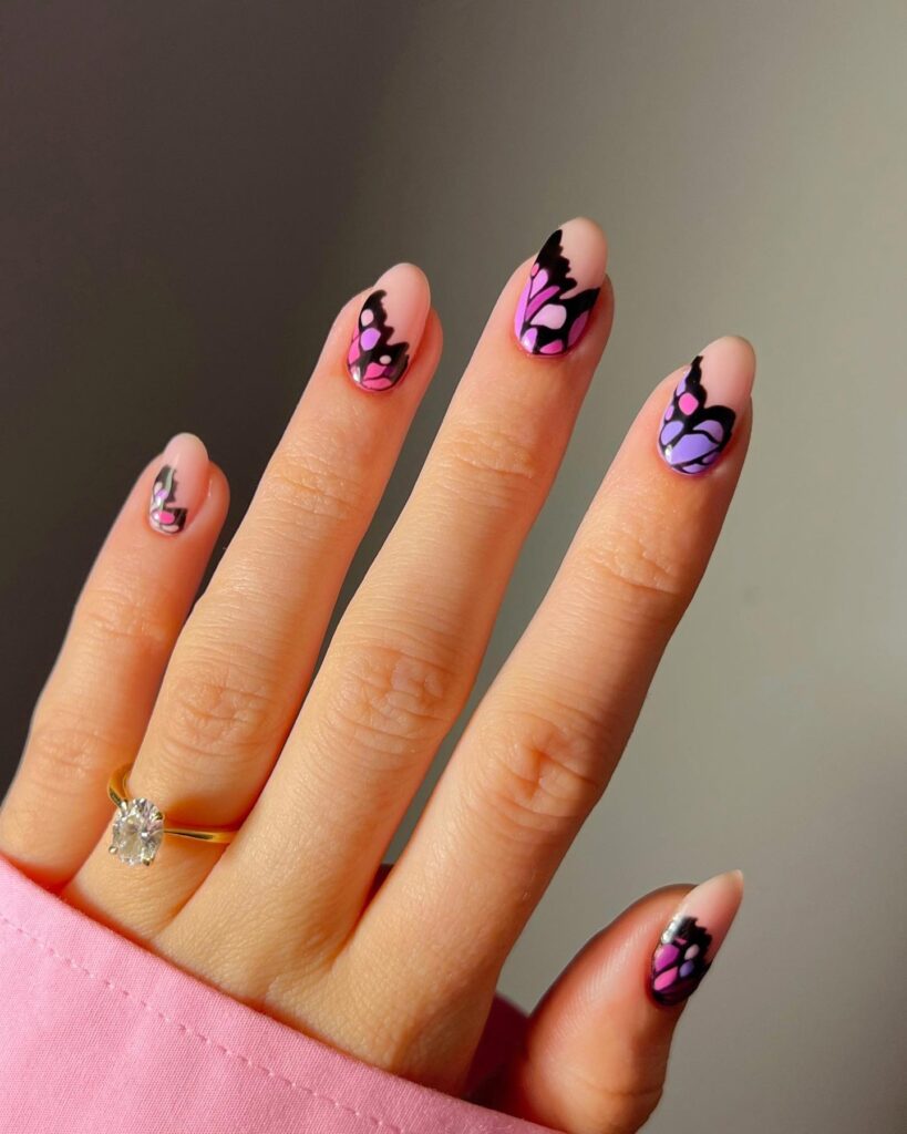 Purple Butterfly Nail Designs