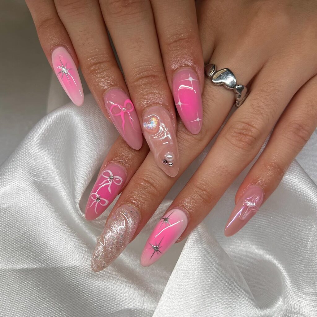 Chrome Blush Nails with gel 3D