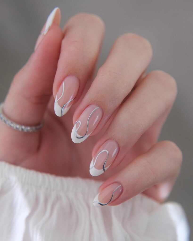 French swirls minimal nails