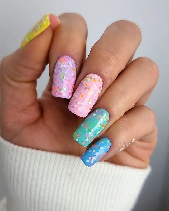 Rainbow Confetti Nails