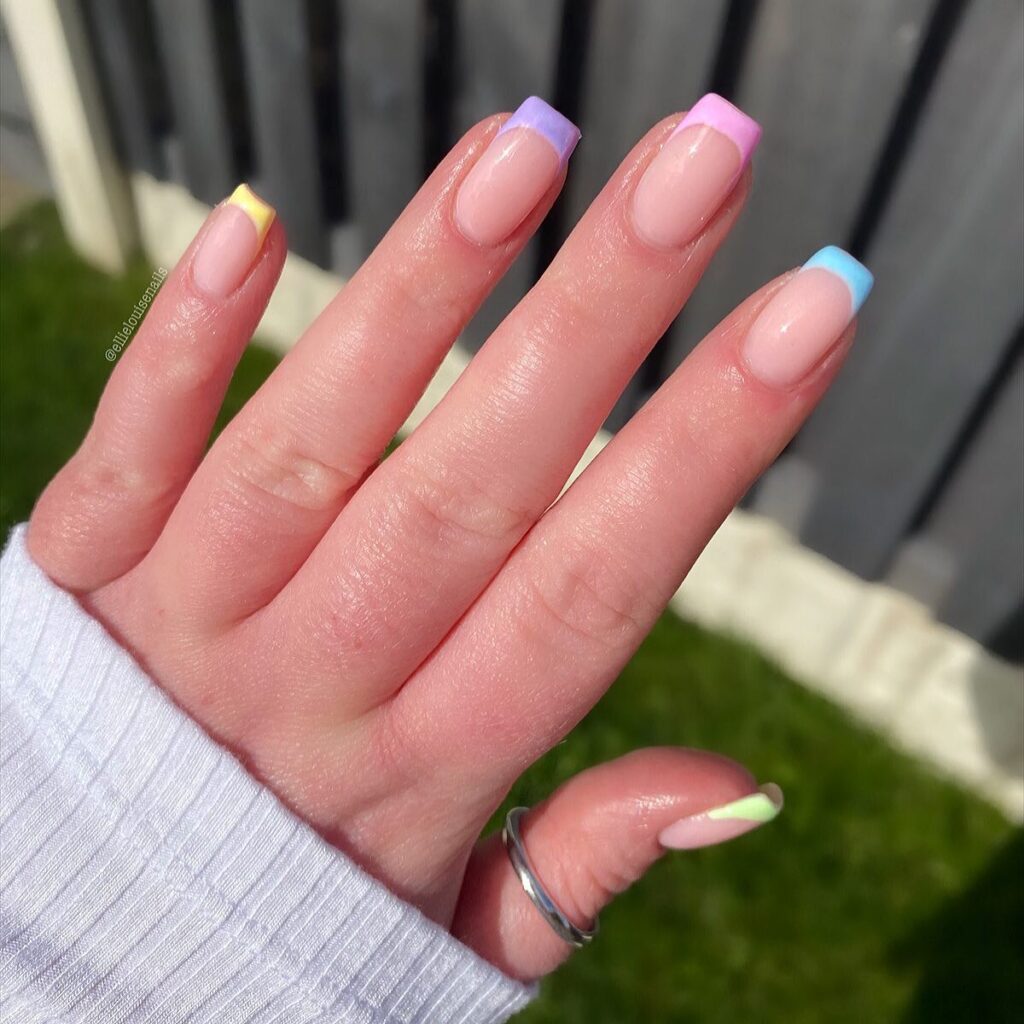 Pastel Spring French Tip Nails