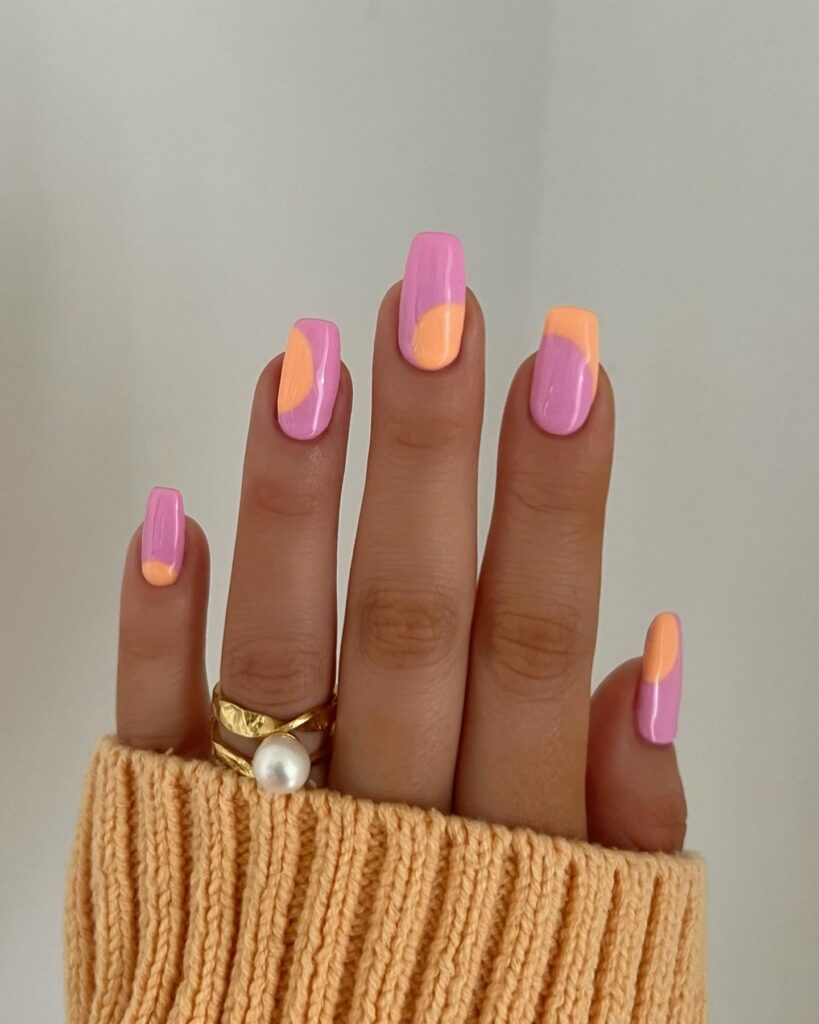 Pink + Peach Spring Nails