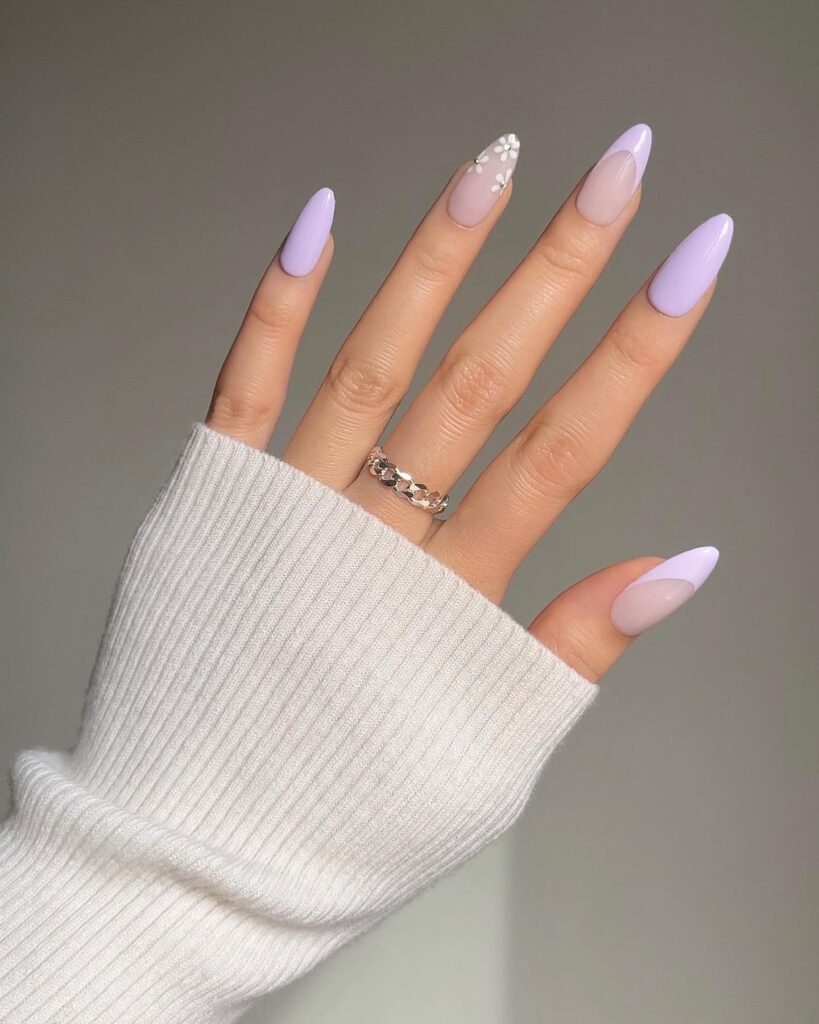 Purple Daisy Spring Nails