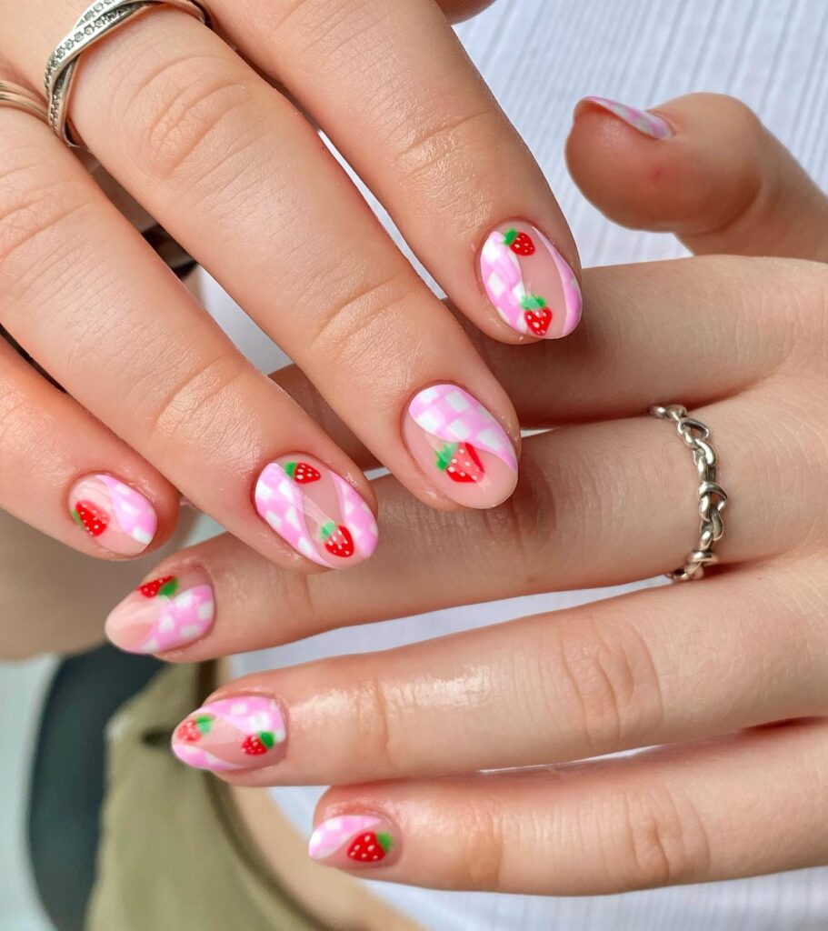 Spring Strawberry Nails