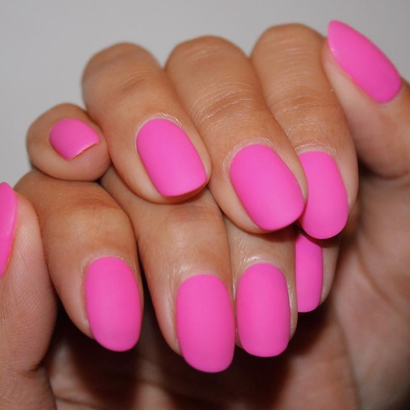 hot pink matte nails