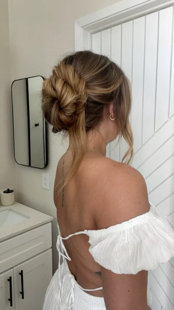 double wrapped hair bun hairstyle for women