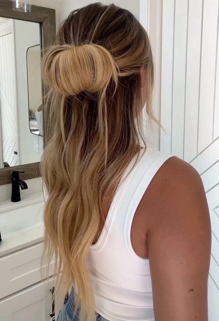half up bun hairstyle for women