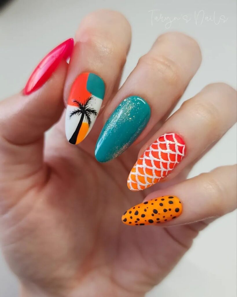 bright summer beach nails