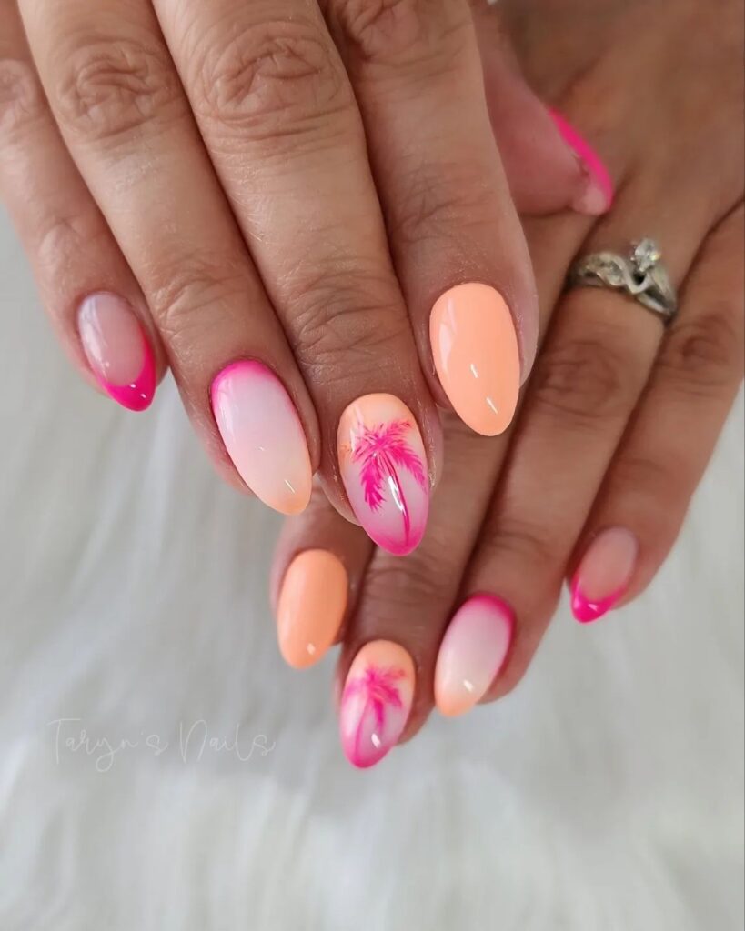 ombre palm trees