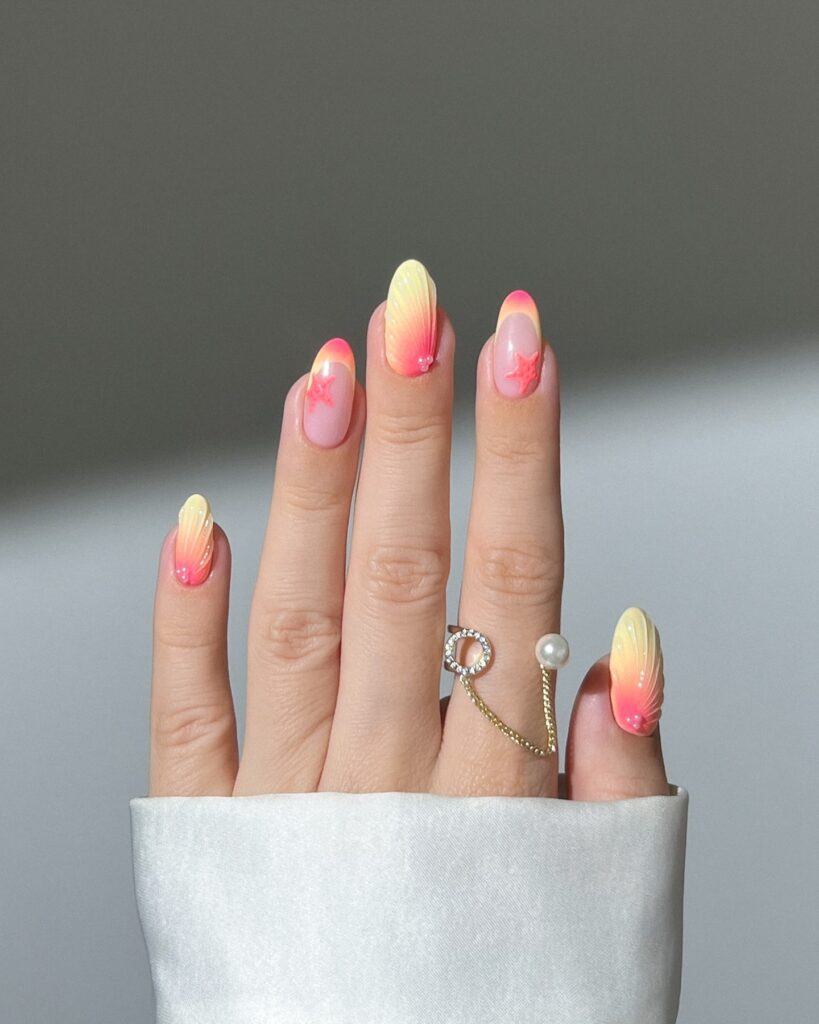 bright summer beach nails