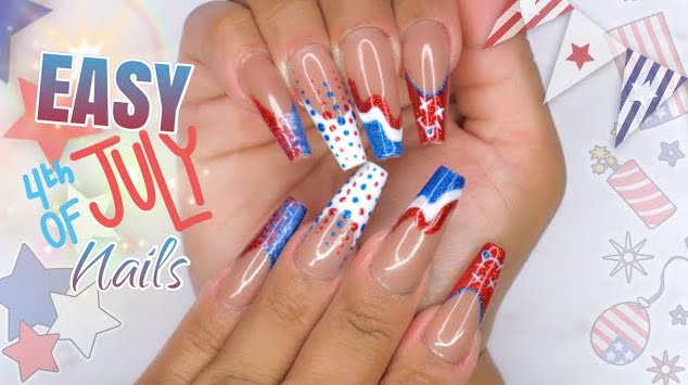 diy coffin 4th of July nails