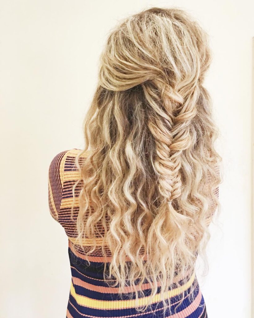 Fishtail Braid with Curls