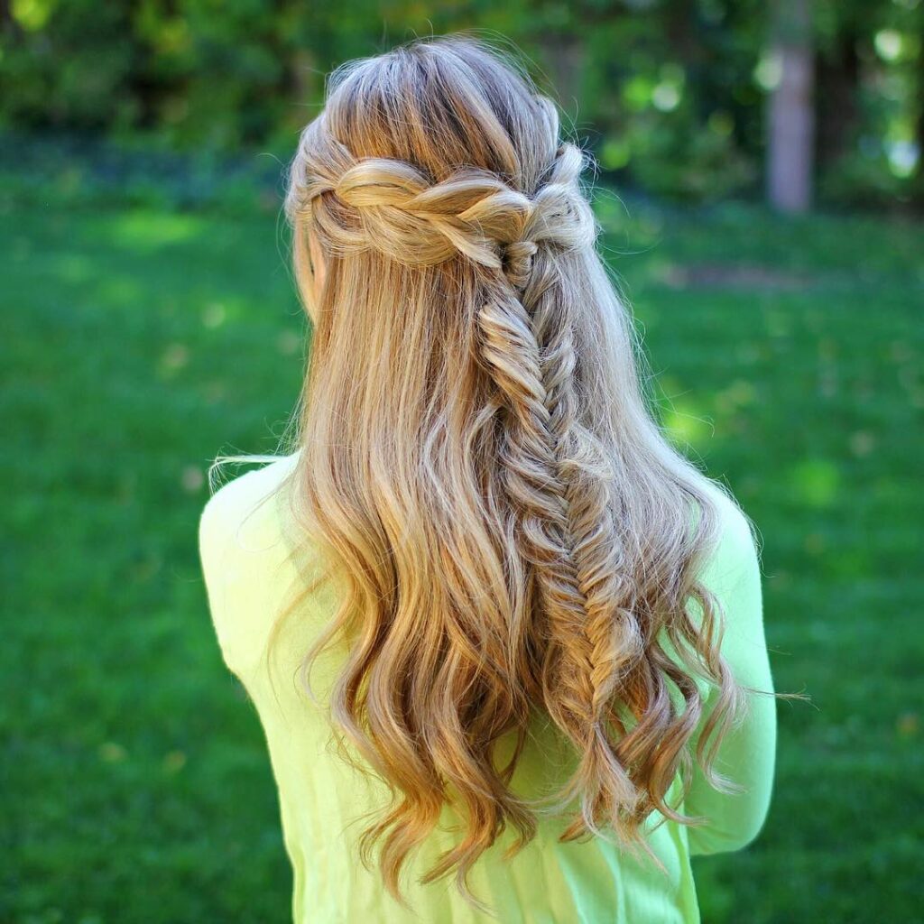 Half-Up Braids & Fishtail Prom Hairstyle