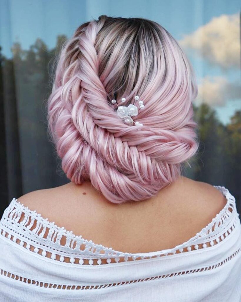 Pink Fishtail Updo